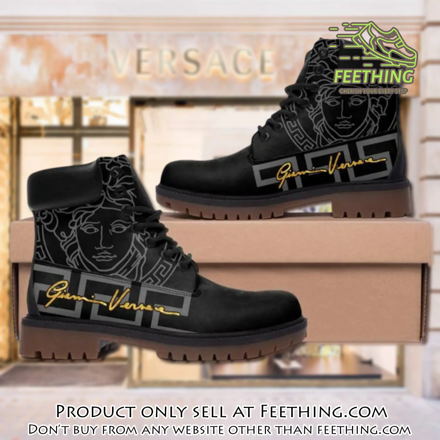 Gianni versace medusa pattern black luxury brand boots premium gifts for men women ft3556869